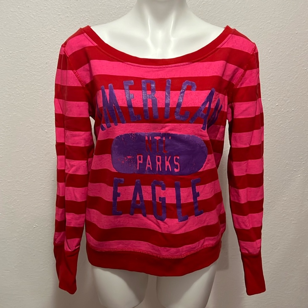 American Eagle Outfitters Pink Red Pullover Sweater Sz L